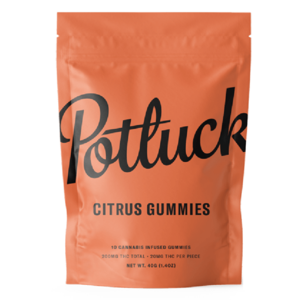 Potluck Extracts – Citrus Gummies – 200mg THC | BC Weed Edible Canada