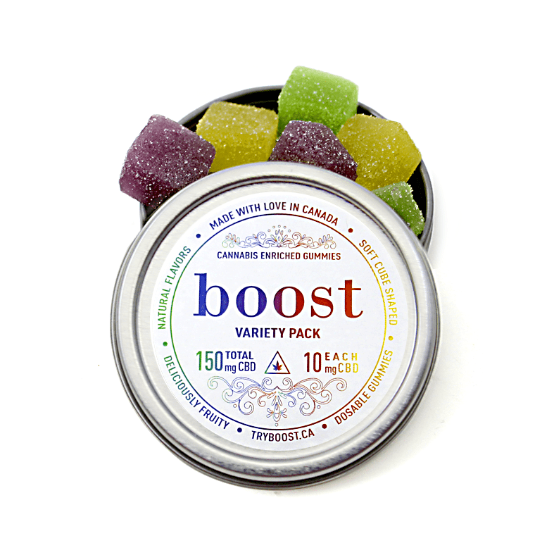 Boost – CBD Variety Pack Gummies – 150mg | BC Weed Edible Canada Boost – CBD Variety Pack Gummies – 150mg | BC Weed Edible Canada
